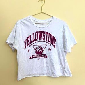 Yellowstone Crop Top for her | Raw hem | white and burgundy | National Park